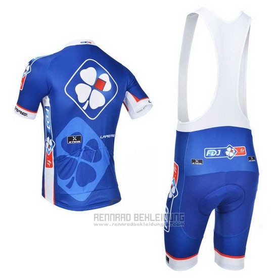 2013 Fahrradbekleidung FDJ Blau Trikot Kurzarm und Tragerhose